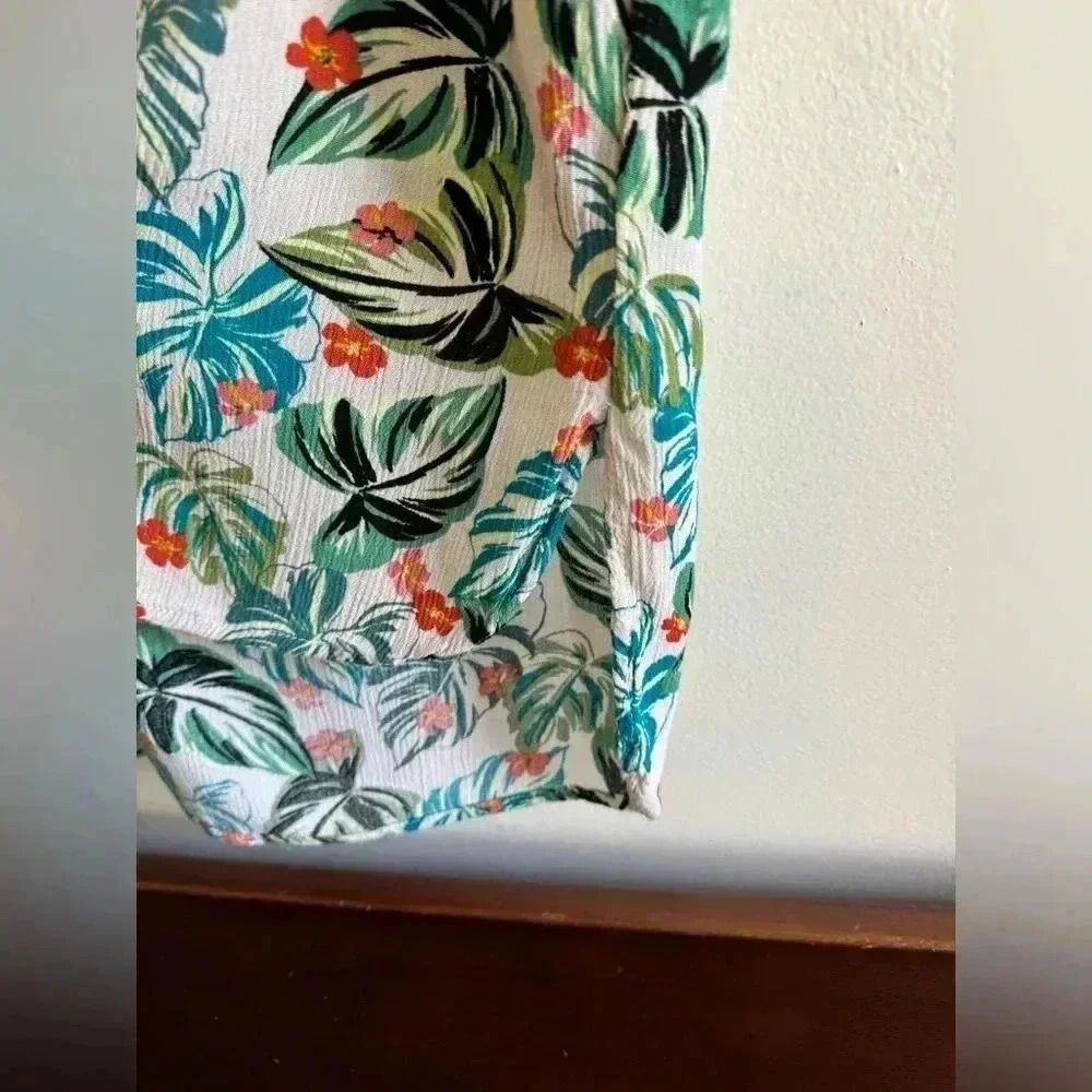 Lost & Wander Seascape Cover Up Dress Shirt Dress Green Tropical Print Size M/L - Picture 8 of 13